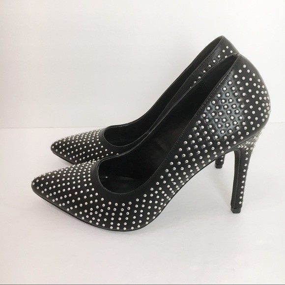 Report Women's Black Studded Stiletto Point Toe Pointy Jill Heels Pumps Size 8.5 - Picture 5 of 16